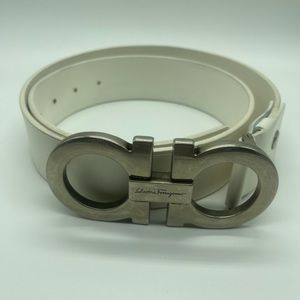 Size 38 mens white & silver Salvatore Ferragamo belt